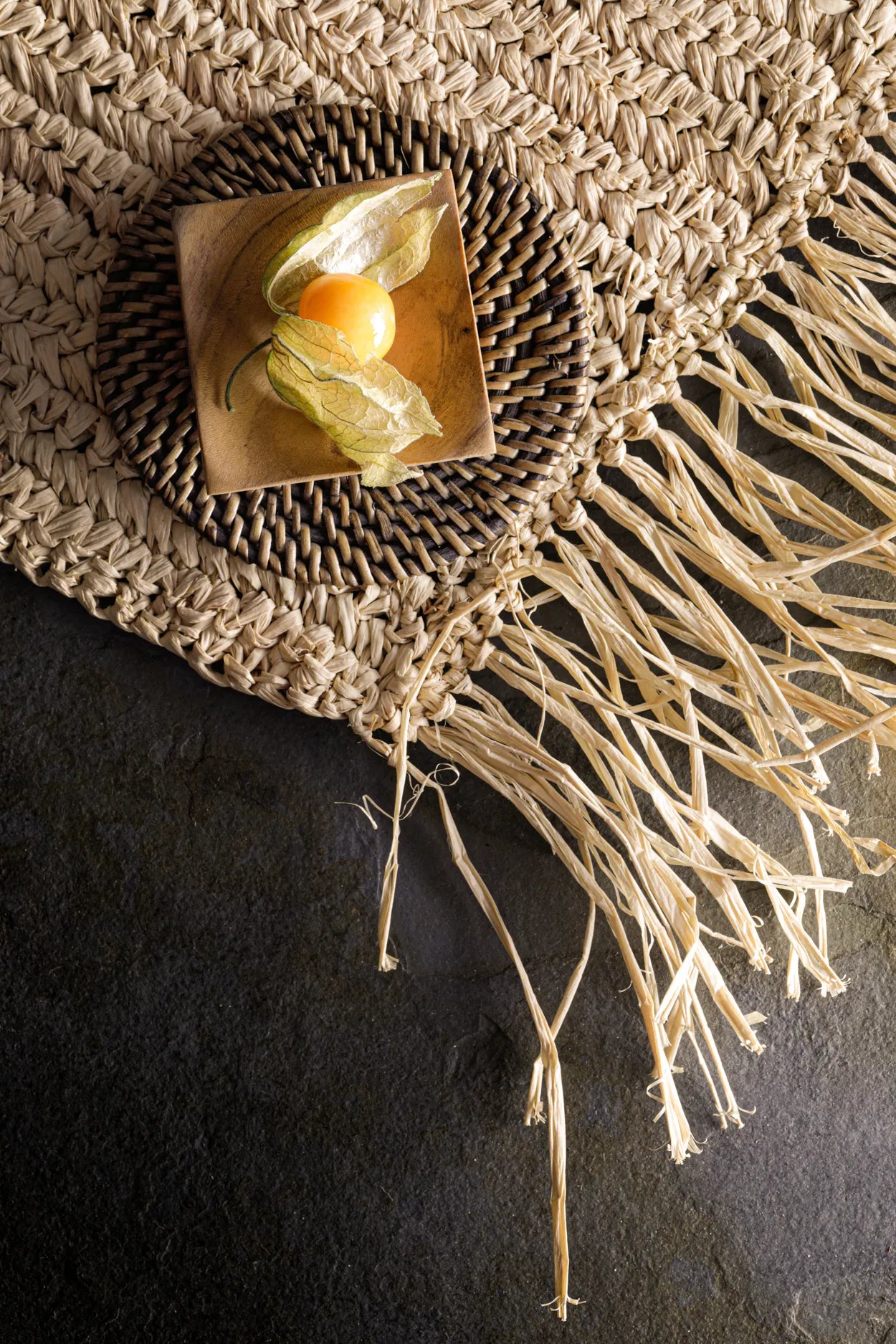 El Fringe Raffia Placemat Rectangular - Natural