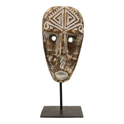 Wooden Masks On Stand (Set of 3)