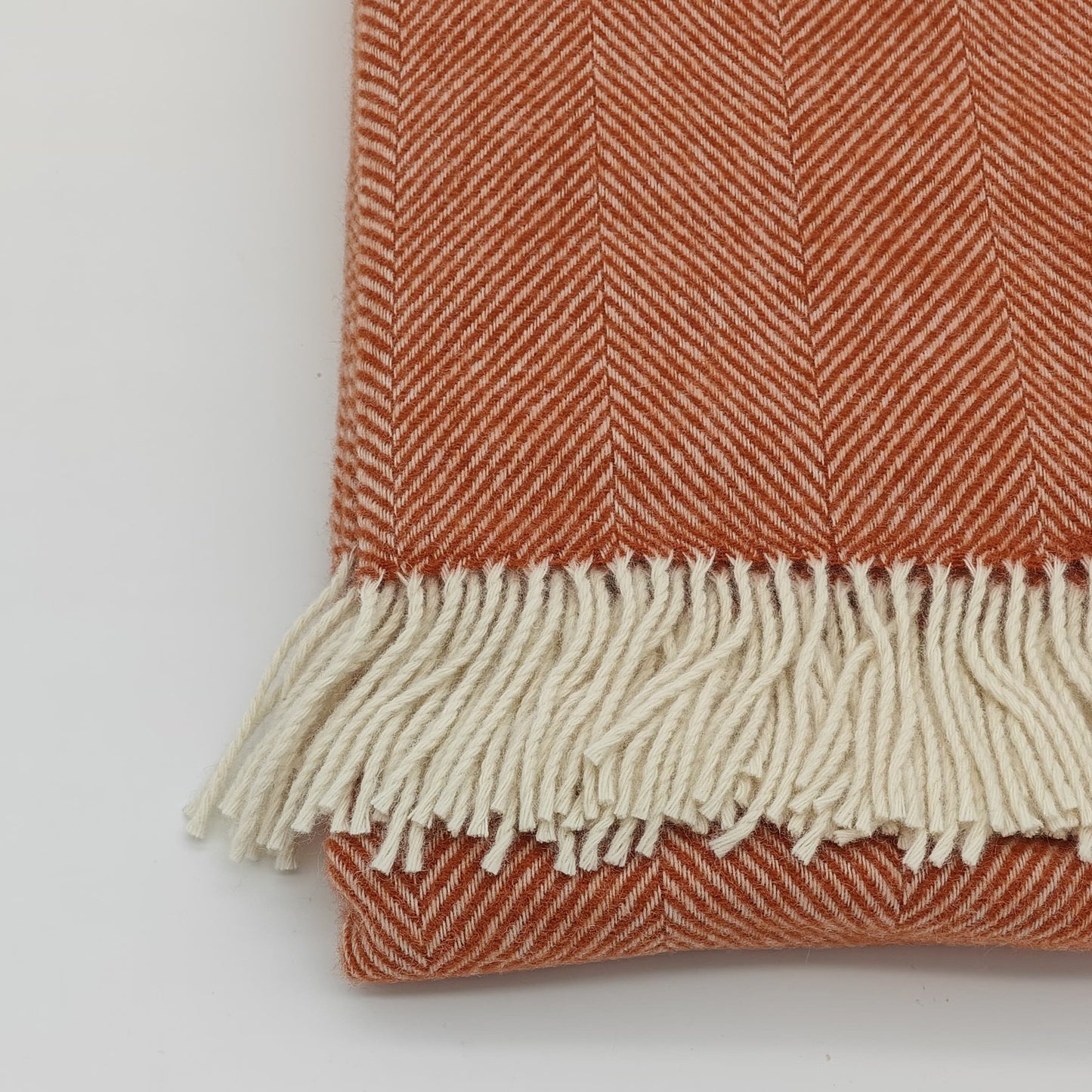 Terracotta Herringbone wollen plaid