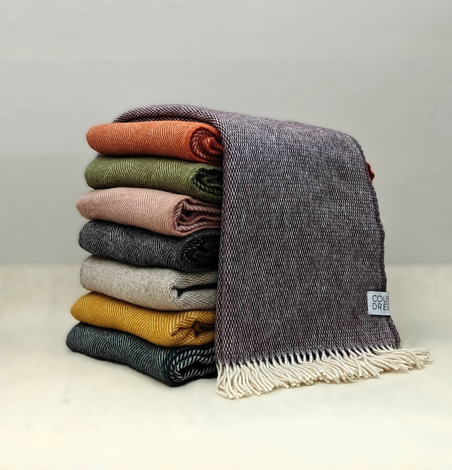 Amber Herringbone wollen plaid
