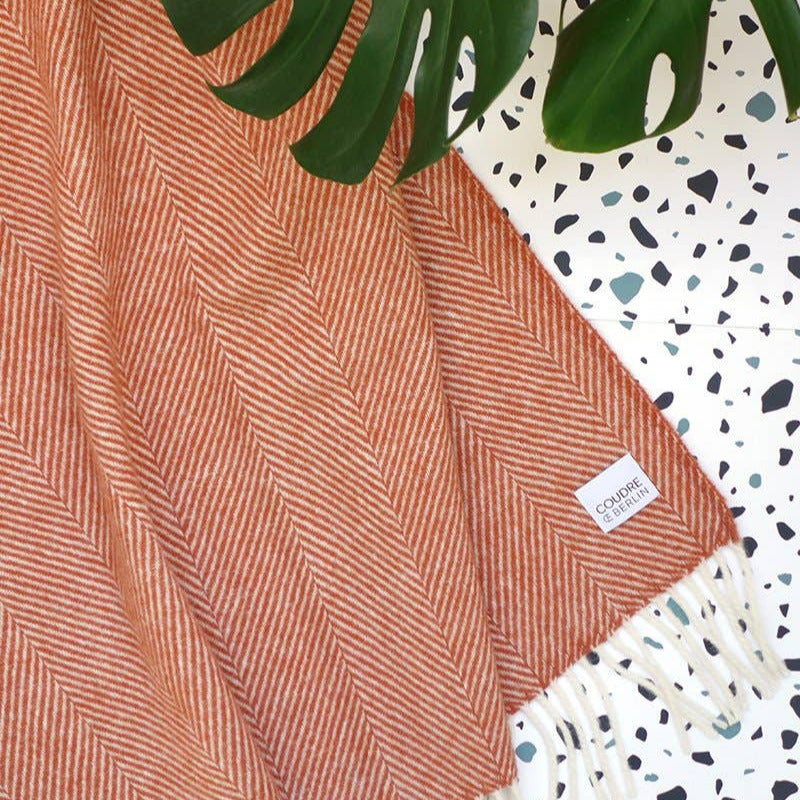 Terracotta Herringbone wollen plaid