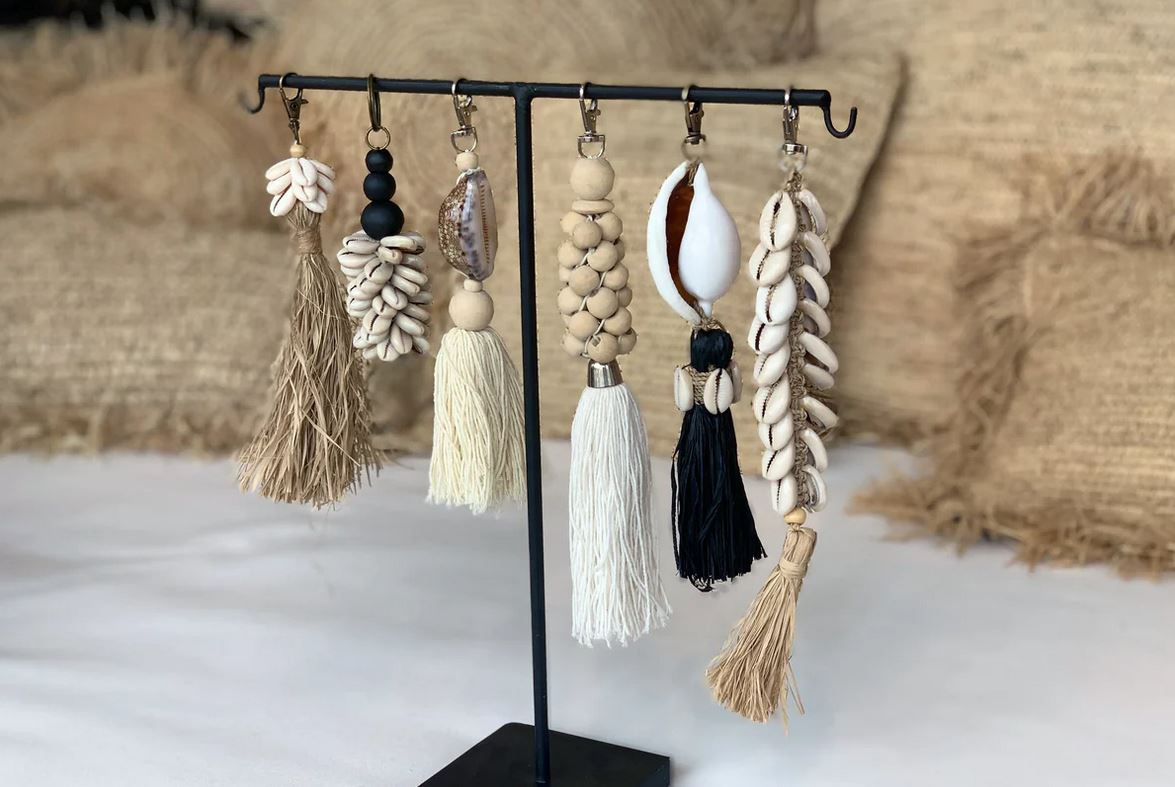 De Cowrie Tassel Sleutelhanger - Wit