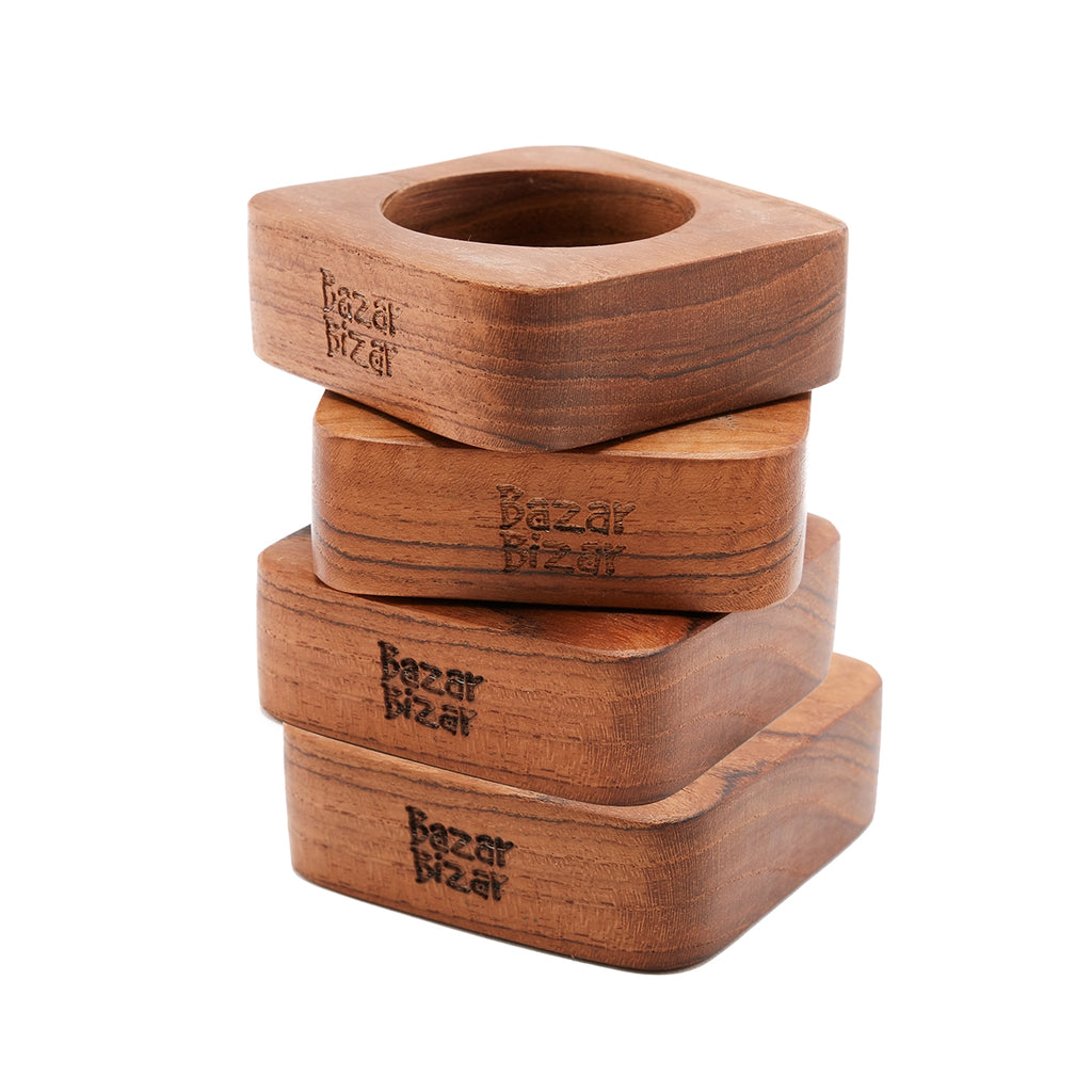 Teak Root servetring (set van 4)