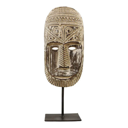 Wooden Masks On Stand (Set of 3)