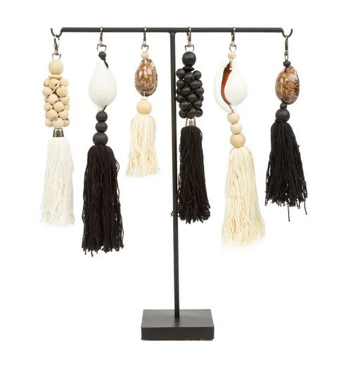 De Cowrie Tassel Sleutelhanger - Wit