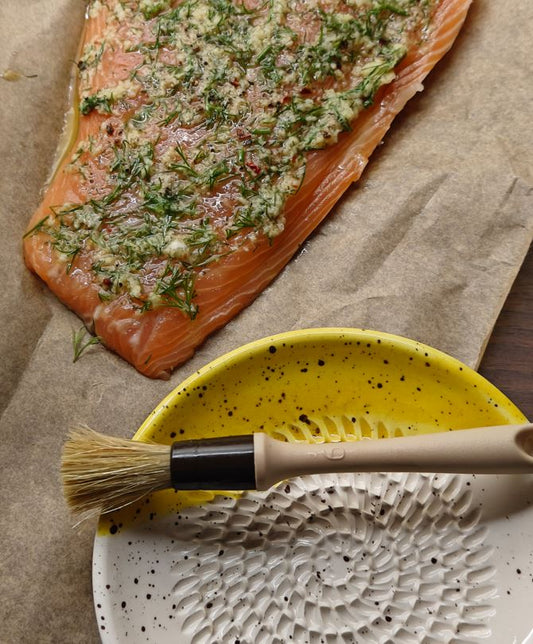 Verse zalmfilet met gember–knoflook kruidenmarinade