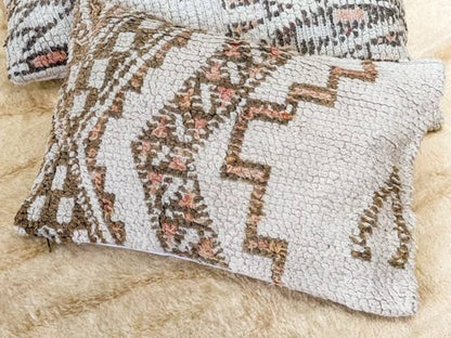 Coussins Beni Vintage - blanc cassé avec texture, rose pâle