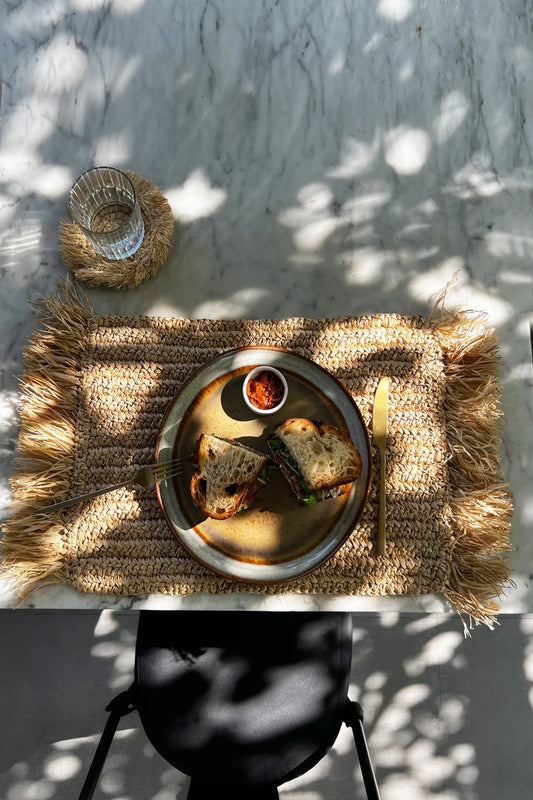 El Fringe Raffia Placemat Rectangular - Natural
