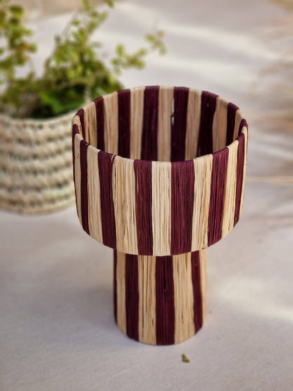 Burgundy Raffia Lamp