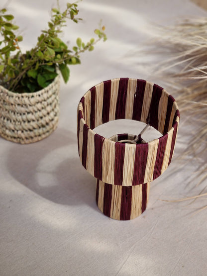 Burgundy Raffia Lamp