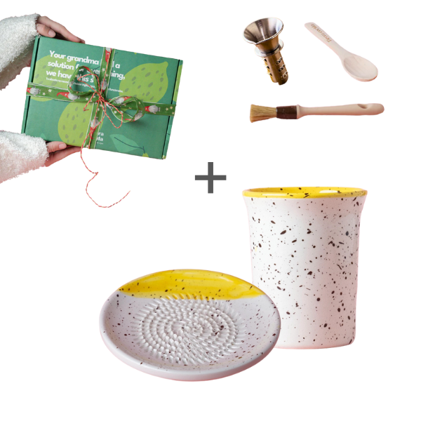 cadeau set keramisch raspbord gember rasp