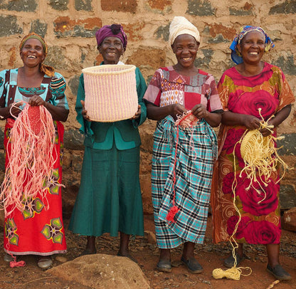 SAFIRI : Panier de rangement tissé à rayures orange, rose et violet