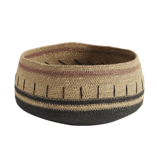 Stripe Seagrass mand - Soft Pink (Low) 