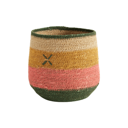 Cross Pink Seagrass Basket (Small)