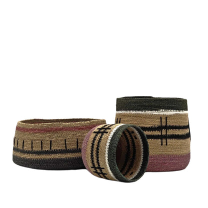 Cross Seagrass Basket - Soft Pink (Medium)
