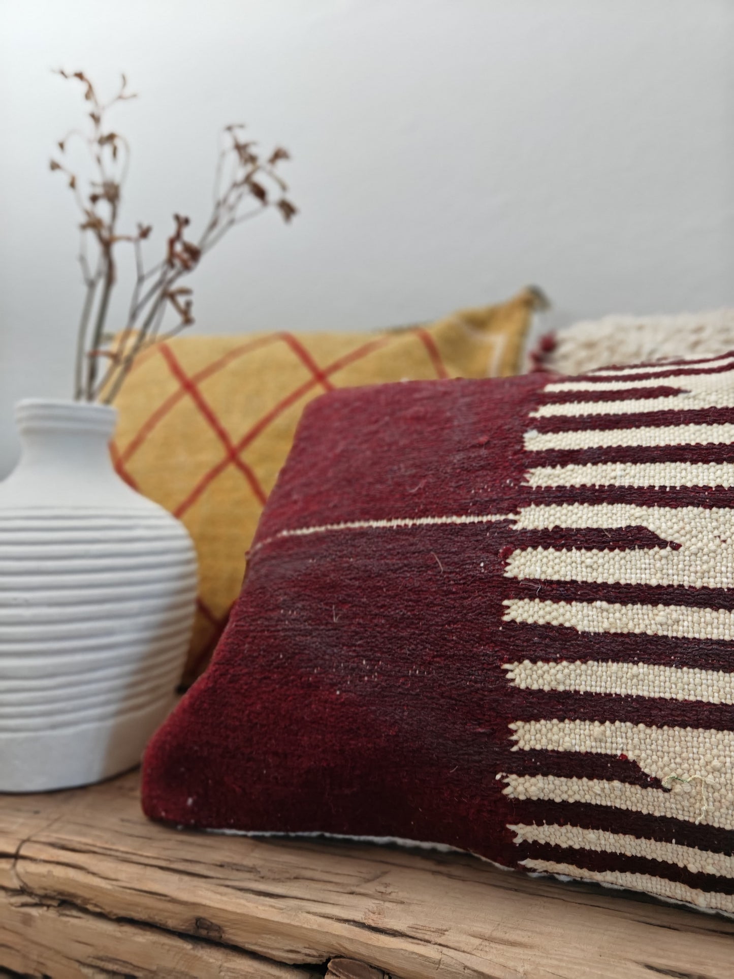 Upcycled Vintage Berber Cushion Cover (Burgundy)