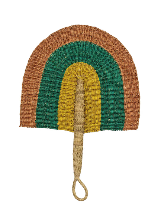 Peongo Ghanese decoratieve waaiers (Oranje/groen) 