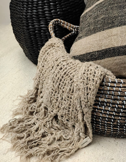 PANIER EN HERBE MARINE MARRON AVEC ANSES D50XHT27CM CON DAO