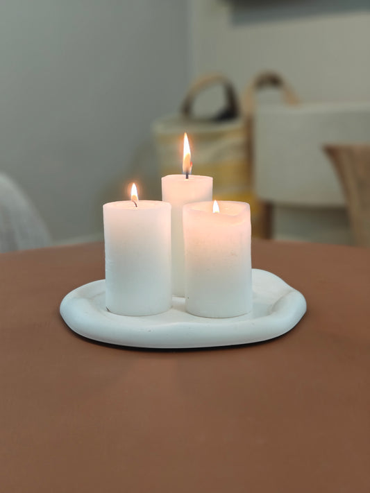 Cadeauset Ronde Cloud Tray met kaarsen