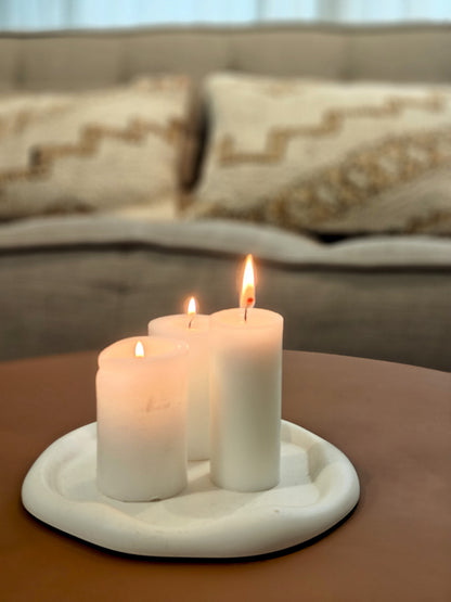 Cadeauset Ronde Cloud Tray met kaarsen