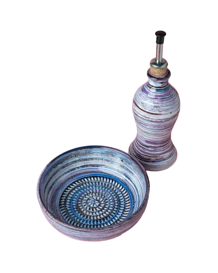 cadeau set keramisch raspbord oliefles