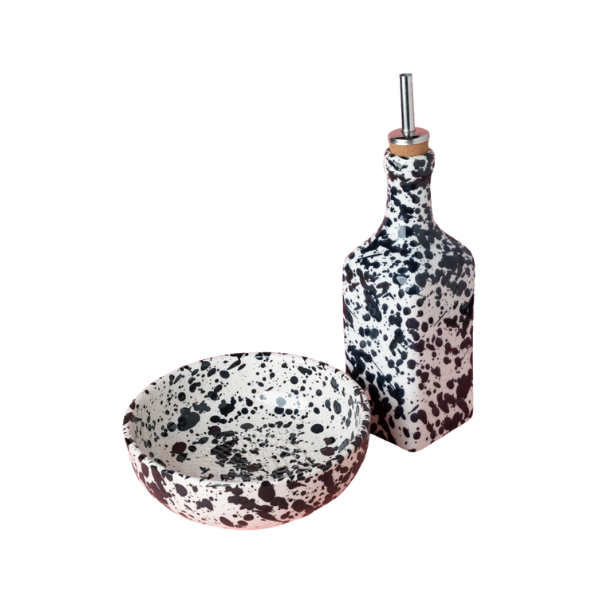 cadeau set keramisch raspbord oliefles