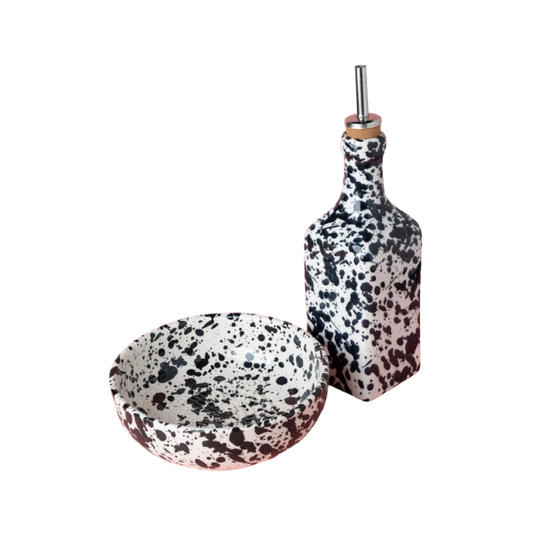 cadeau set keramisch raspbord oliefles