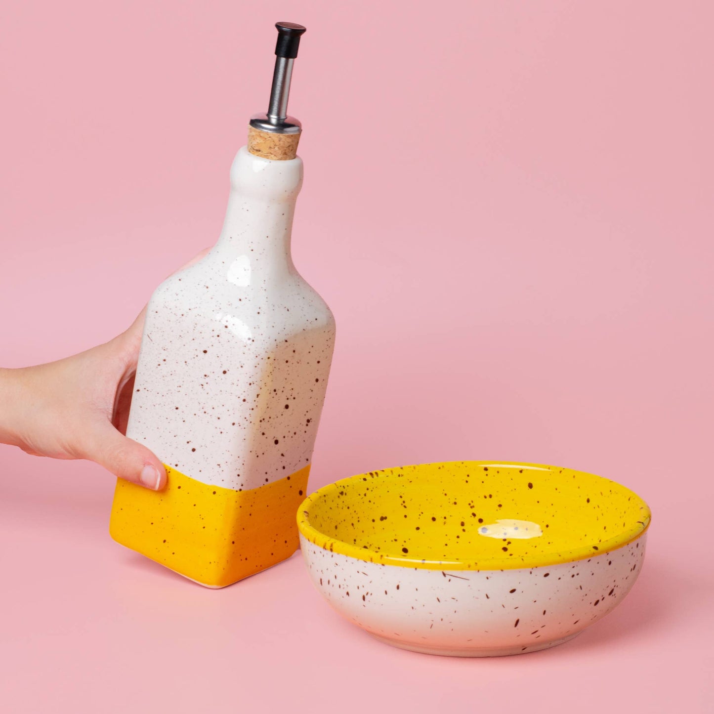 cadeau set keramisch raspbord oliefles