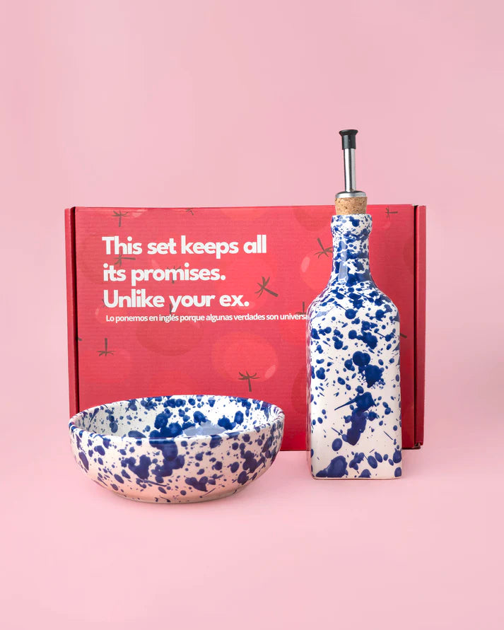 cadeau set keramisch raspbord oliefles