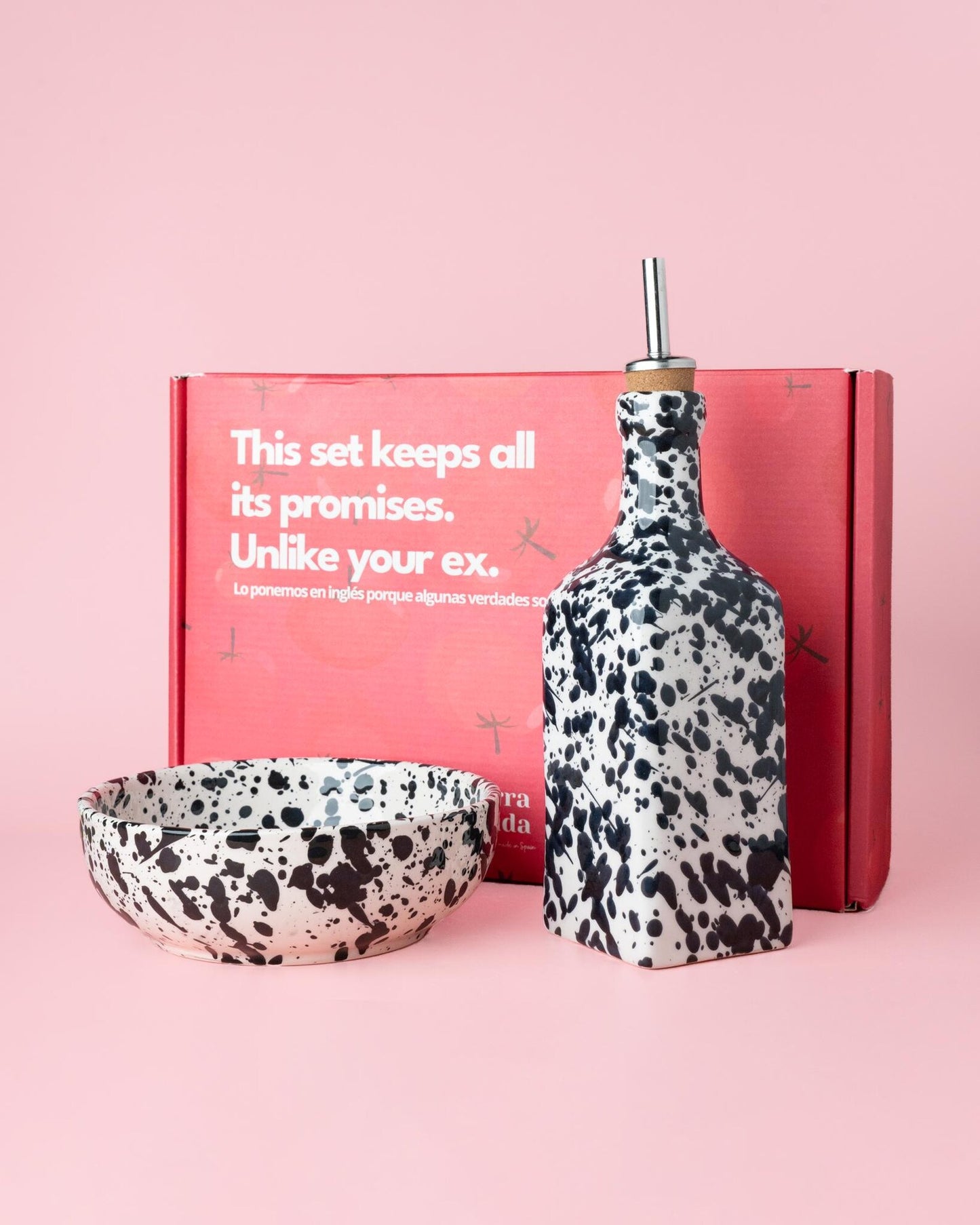 cadeau set keramisch raspbord oliefles