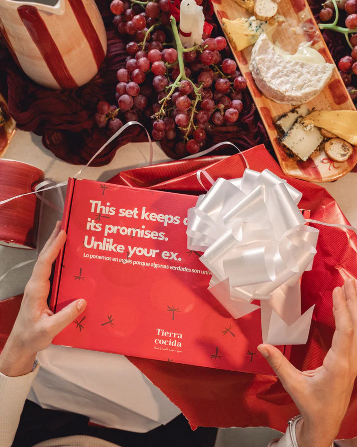 cadeau set keramisch raspbord oliefles