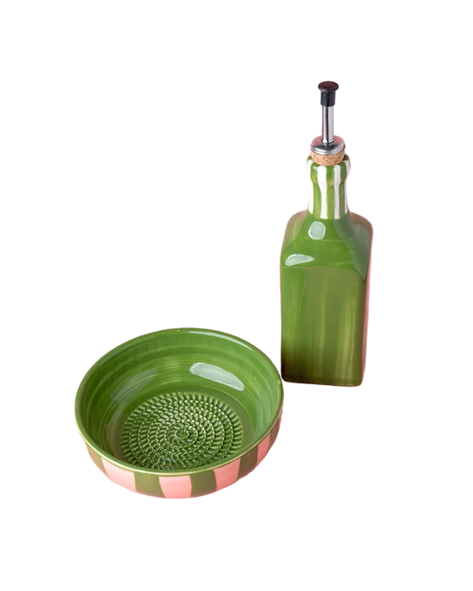 cadeau set keramisch raspbord oliefles