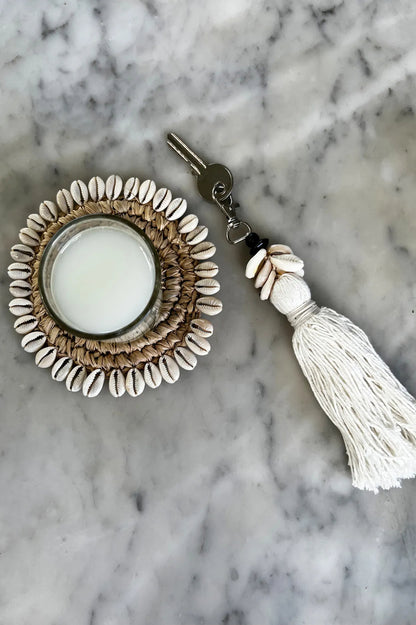 De Cowrie Tassel Sleutelhanger - Wit