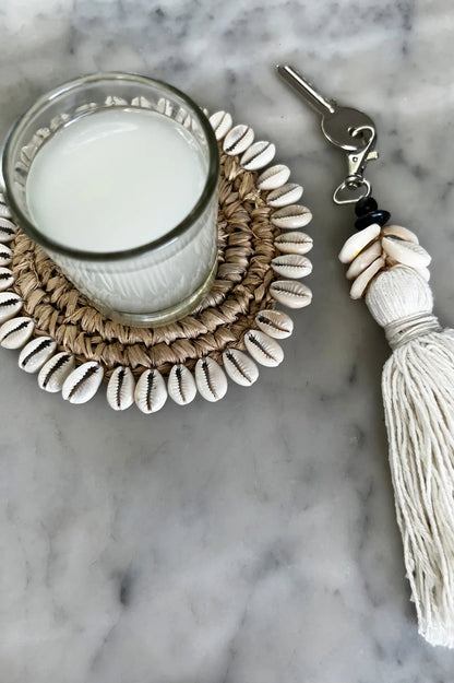 De Cowrie Tassel Sleutelhanger - Wit