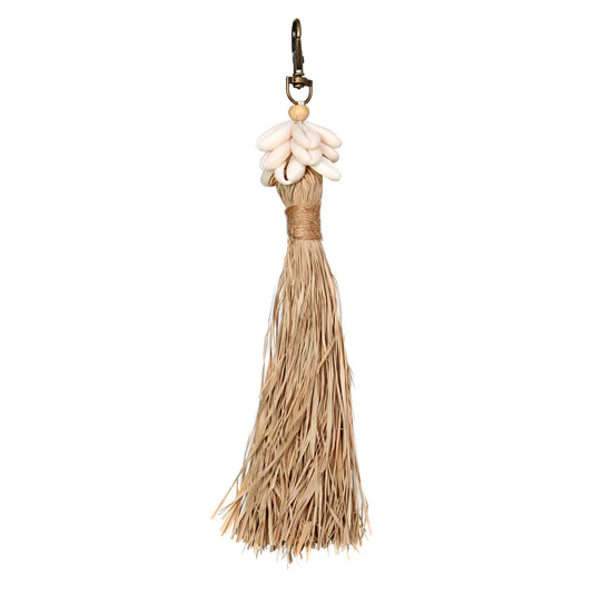 De Raffia Kauri Schelp Sleutelhanger