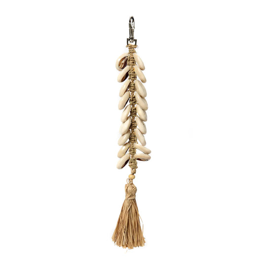 De Raffia Visgraat Sleutelhanger - Natuurlijk Wit