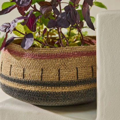 Cross Seagrass Basket - Soft Pink (Medium)