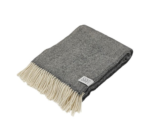 Anthracite Herringbone wollen plaid