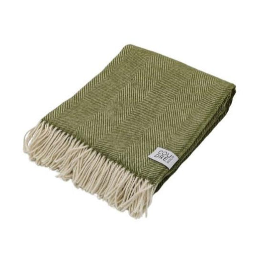 Herringbone Moss wollen plaid