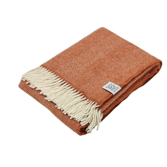 Terracotta Herringbone wollen plaid