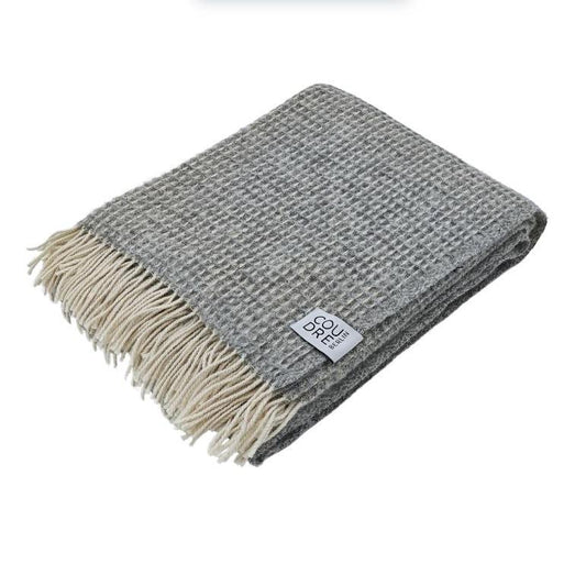 Waffle Light Granite wollen plaid