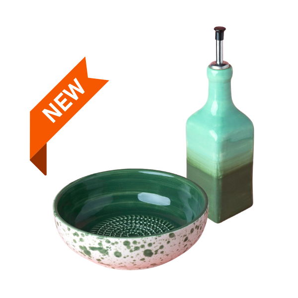 Giftset Jade (Grater plate + oil bottle + brush)