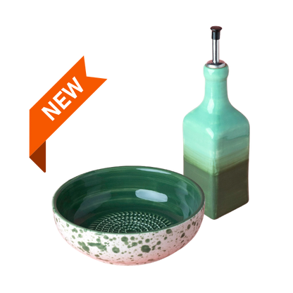 Giftset Jade (Grater plate + oil bottle + brush)