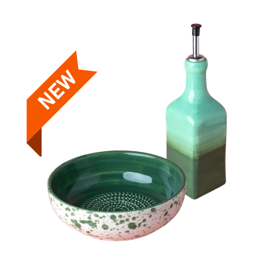 Giftset Jade (Grater plate + oil bottle + brush)
