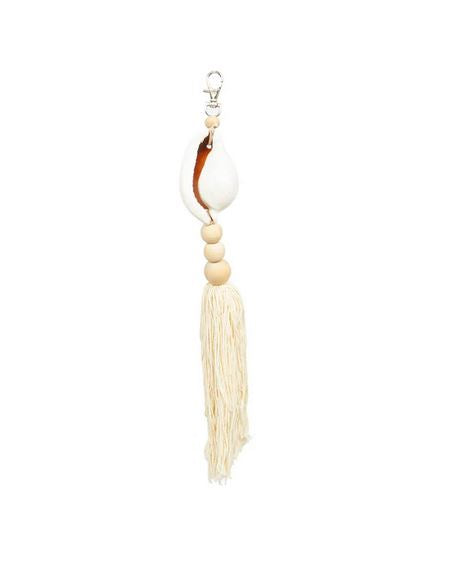 De Cowrie Tassel Sleutelhanger - Wit