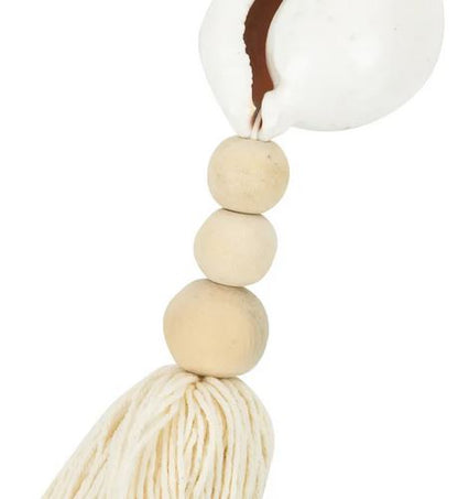 De Cowrie Tassel Sleutelhanger - Wit